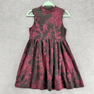 XHILARATION Dress womens Small Black‎ Red floral Sleeveless back zipped